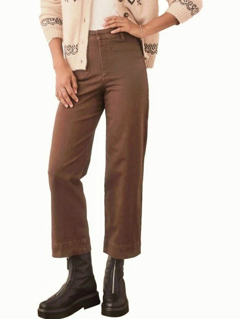 Aritzia Sun-deh Sunday Best Terracotta Crop Flare Brown Trousers